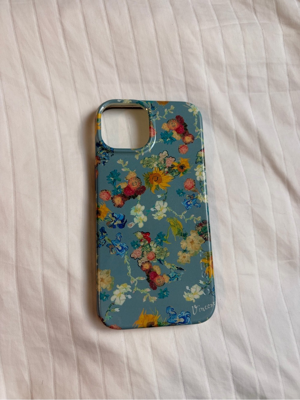 Casely iPhone 13 Teal Floral Van Gogh Protective Phone Case